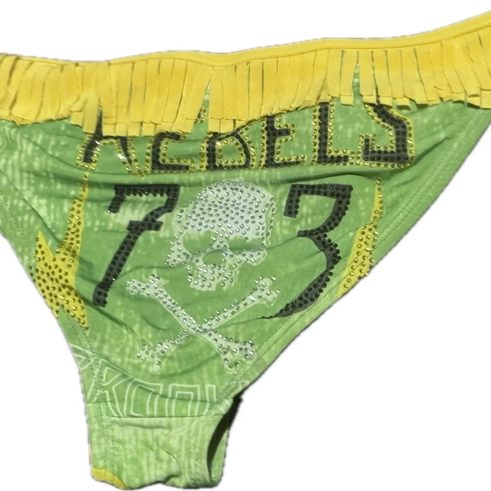 Affliction Green and Yellow Rebels Bikini Bottom (Medium) - Picture 4 of 7